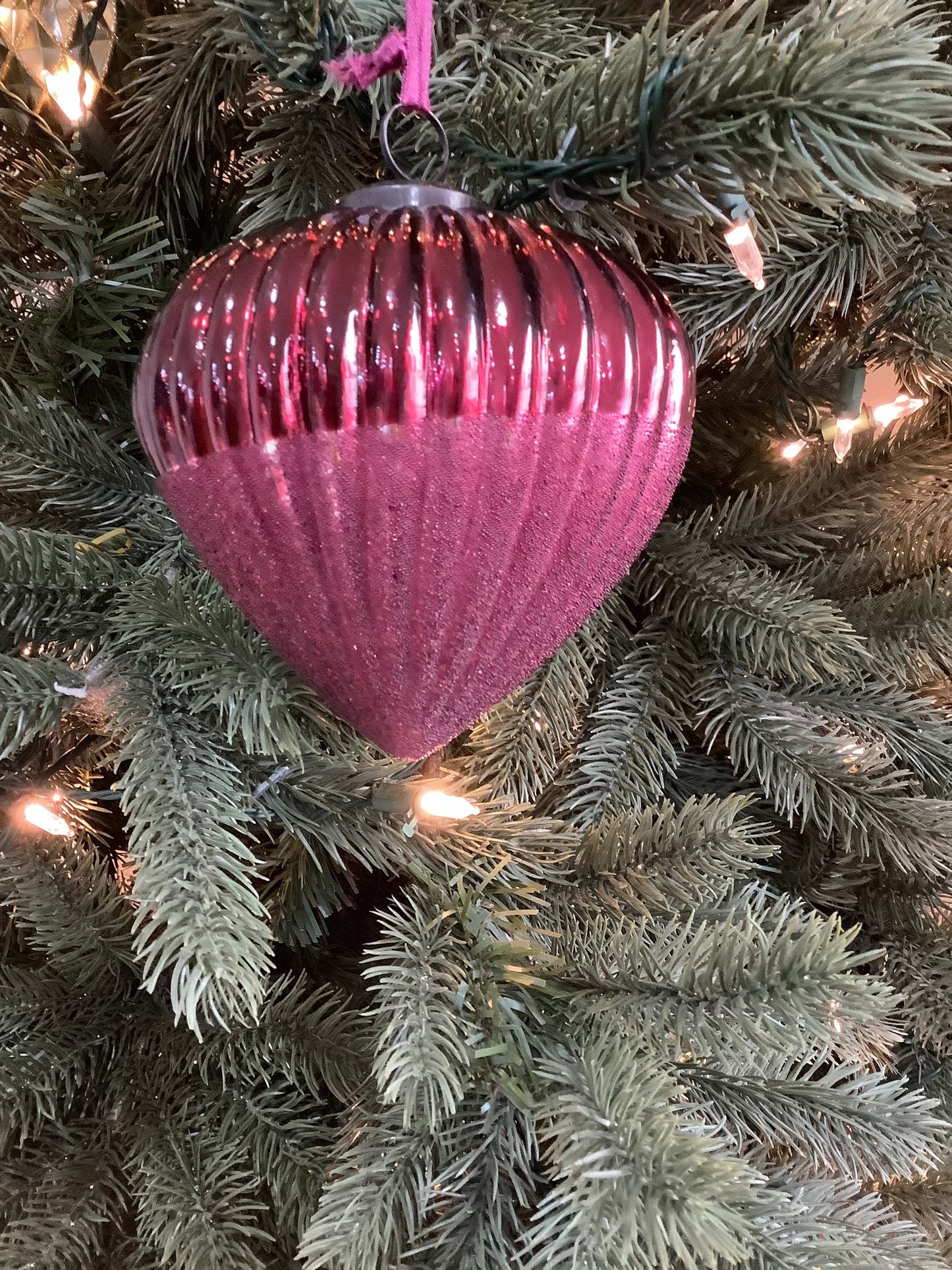 Burgundy Ribbed Glass Luxe Ball 13cm- Set of 4