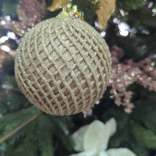 Champagne Glitter Net Ball 10cm- Set of 4