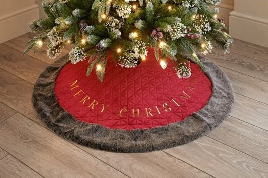 Red Merry Christmas Tree Skirt 1m