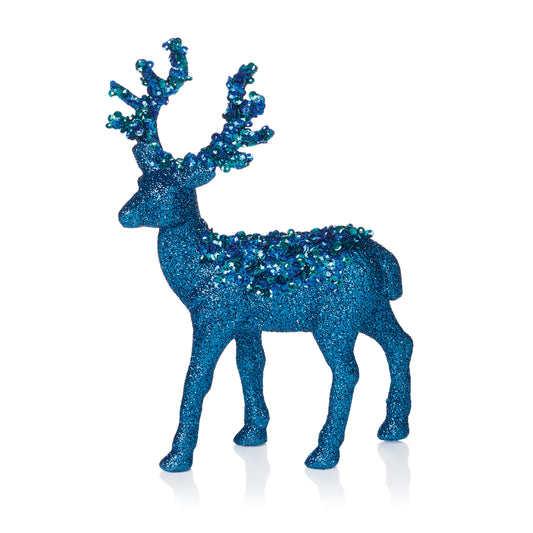 Navy Glitter Reindeer 20cm