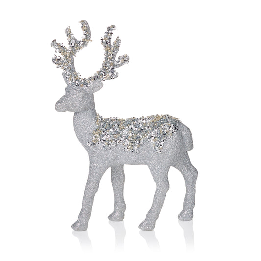 Silver Glitter Reindeer 20cm