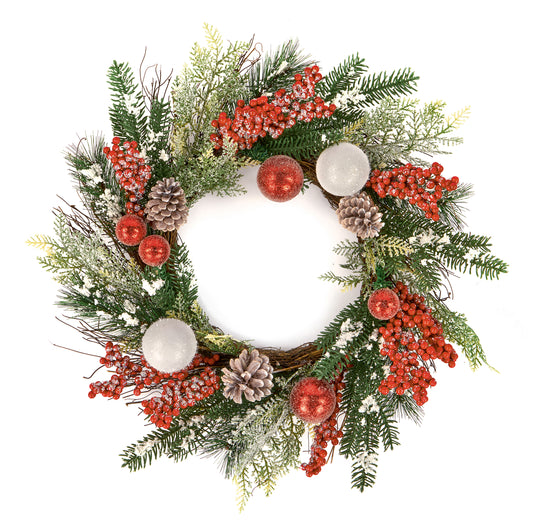 Red White Berry Wreath 60cm