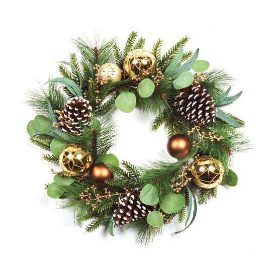 Copper & Gold Ball Wreath 50cm