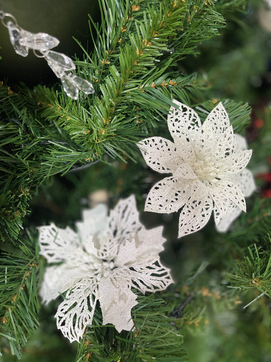 White Flower On Pick 21cm- Set of 4