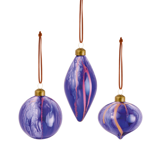 Lilac Purple Marble Balls 8cm- 13cm- Set of 3