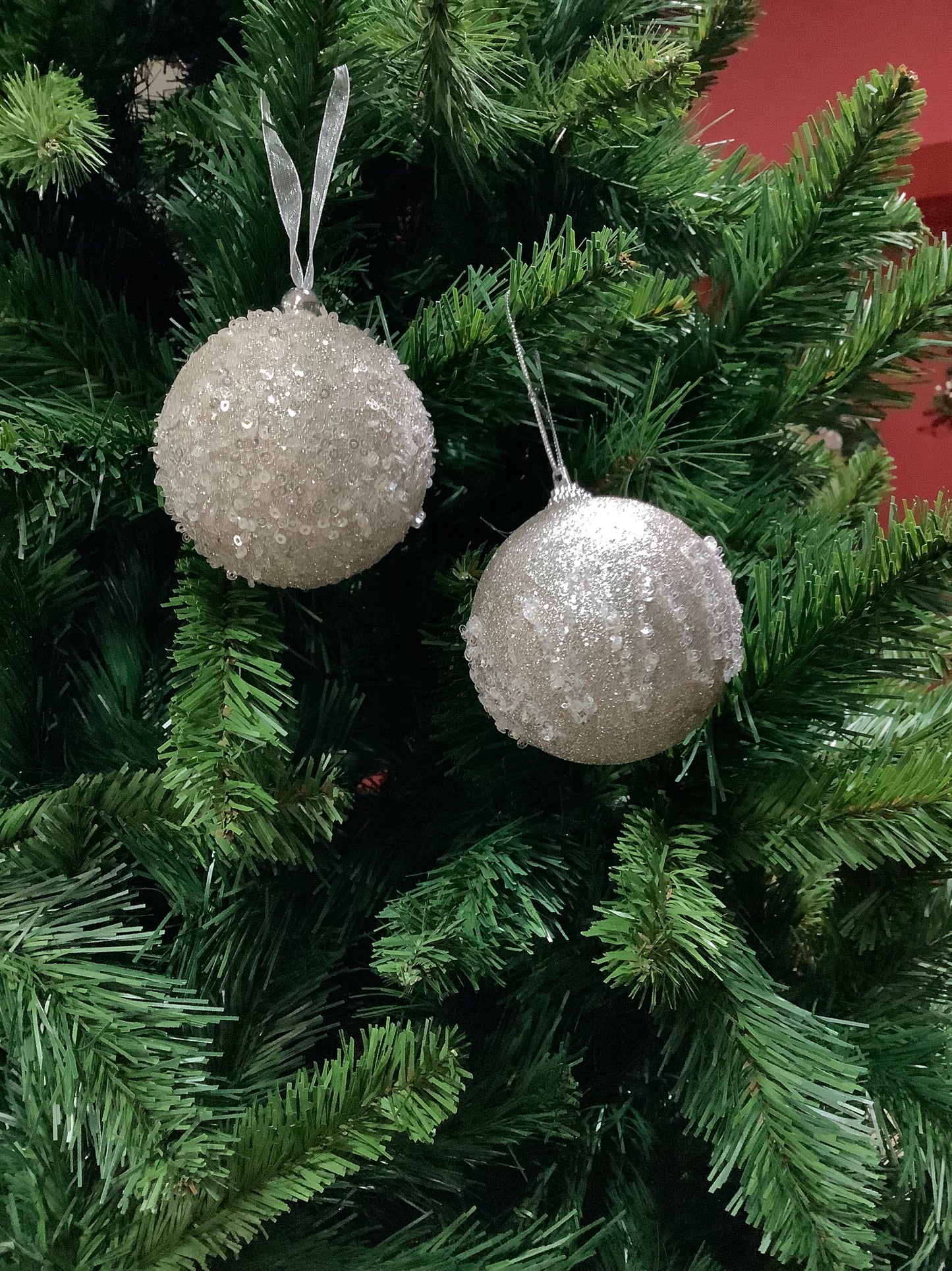 Platinum Frosted Ball 8cm-Set of 4