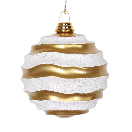 Gold Silver Glitter Wave Bauble 15cm- Set of 2