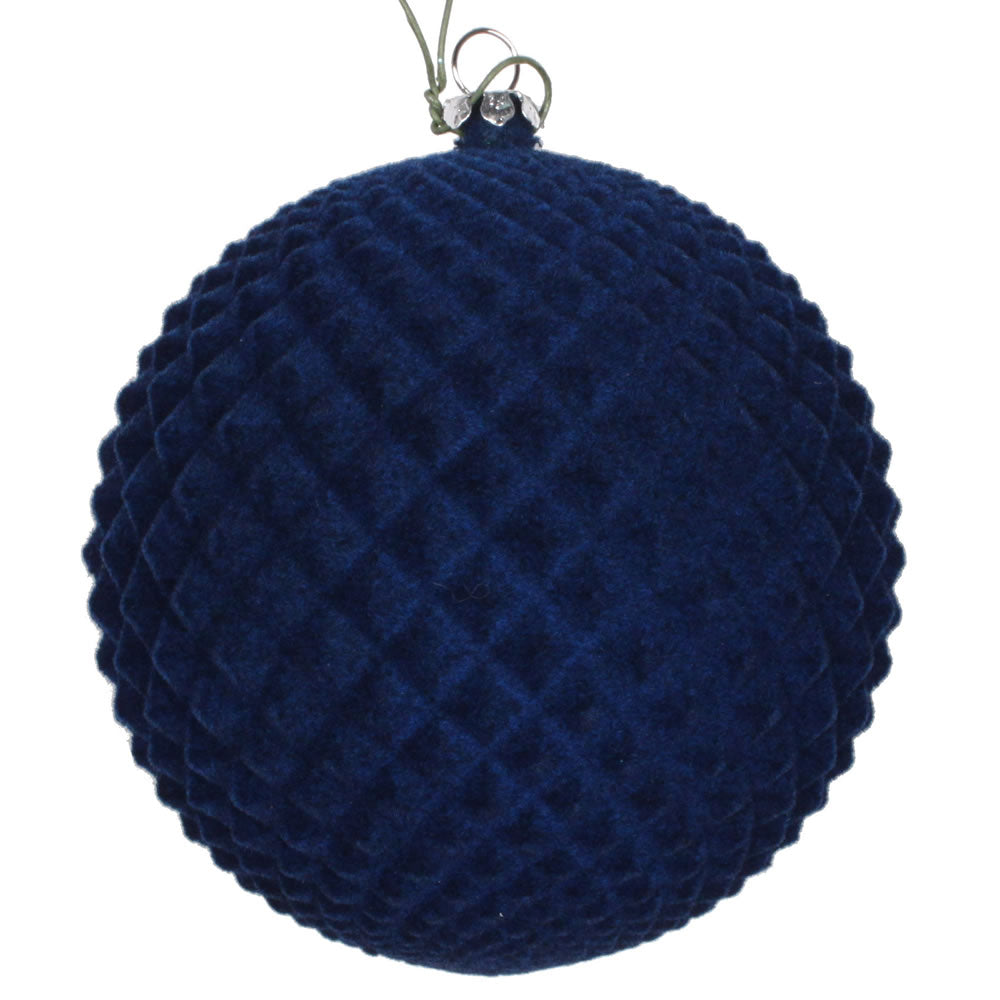 Blue Durian Flocked Bauble 13cm- Set of 2