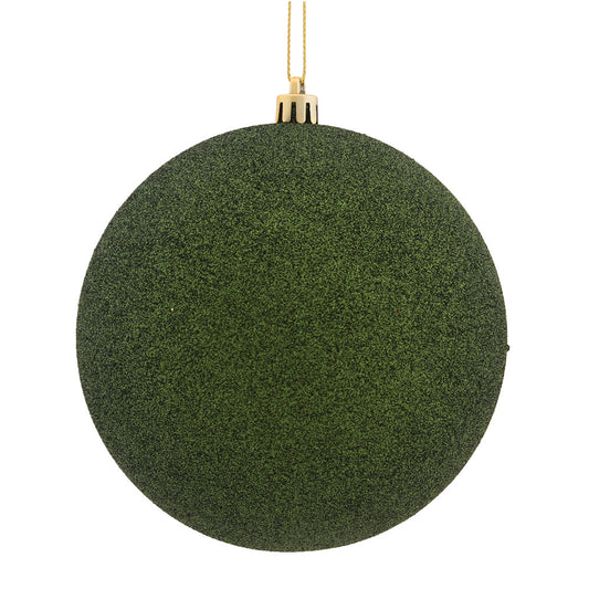 Moss Green Glitter Ball 15cm- Set of 2