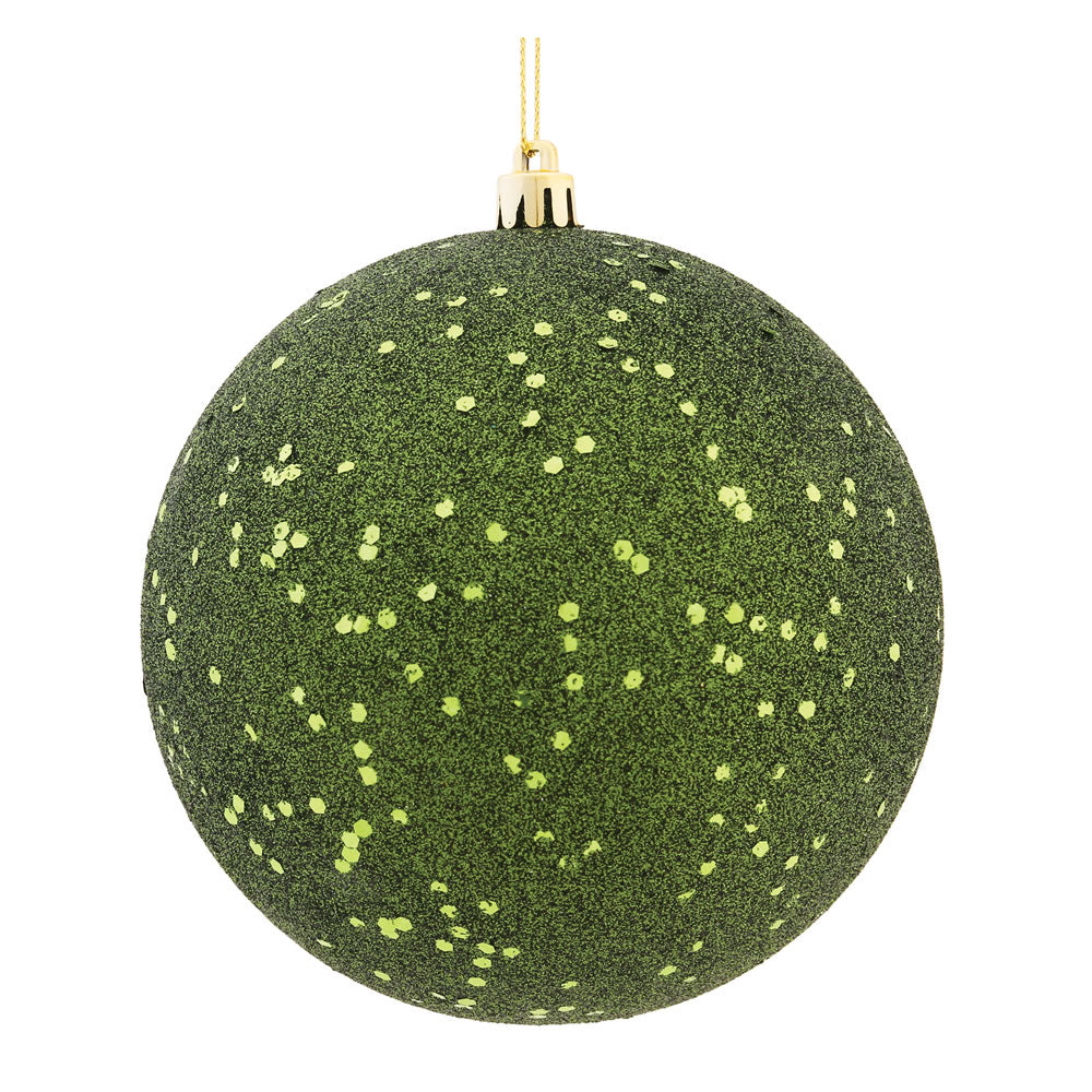 Moss Green Sequin Ball 15cm- Set of 2