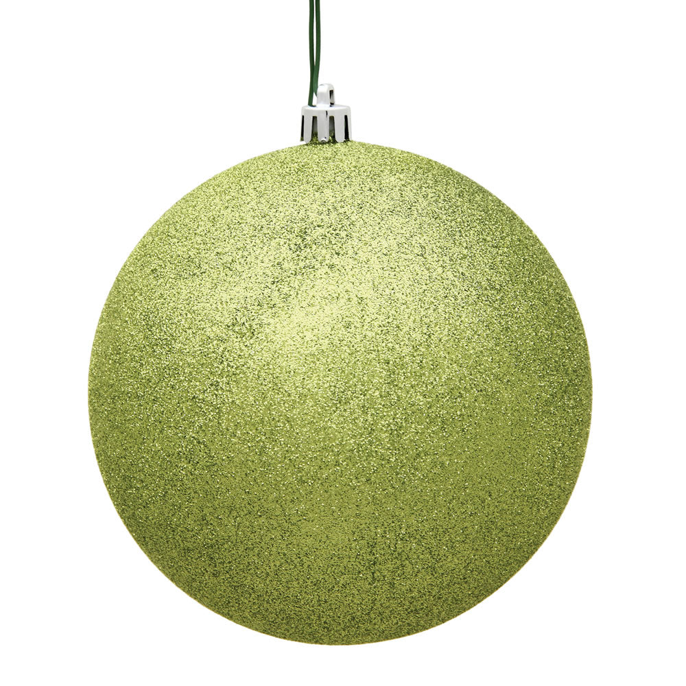 Lime Green Glitter Ball 20cm- Set of 2