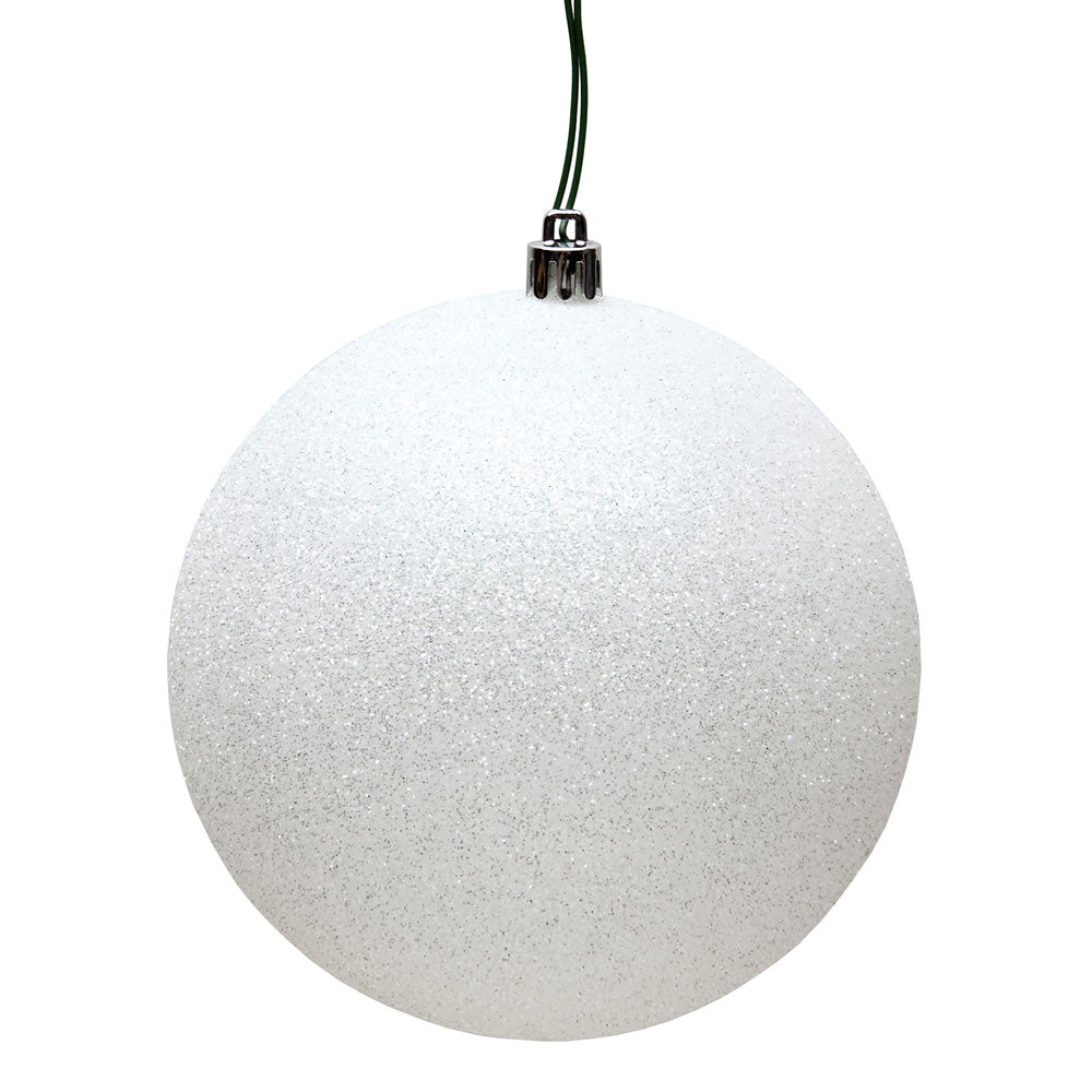 White Glitter Ball 20cm- Set of 2