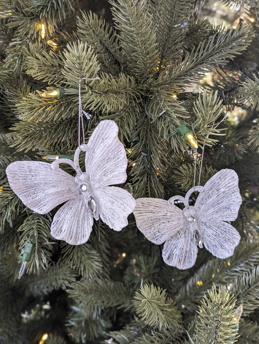 White Acrylic Butterfly 9cm- Set of 2