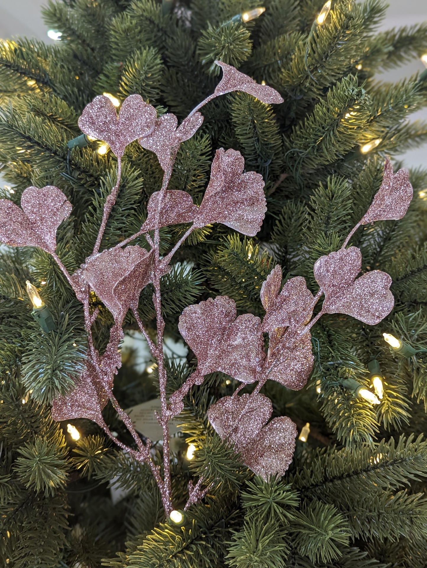 Pink Ginkgo Glitter Stem 70cm- Set of 2