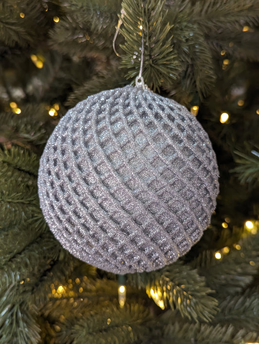 Silver Glitter Net Ball 12cm- Set of 2