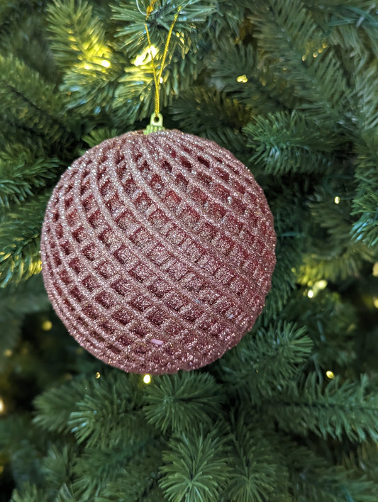 Pink Net Bauble 10cm- Set of 4