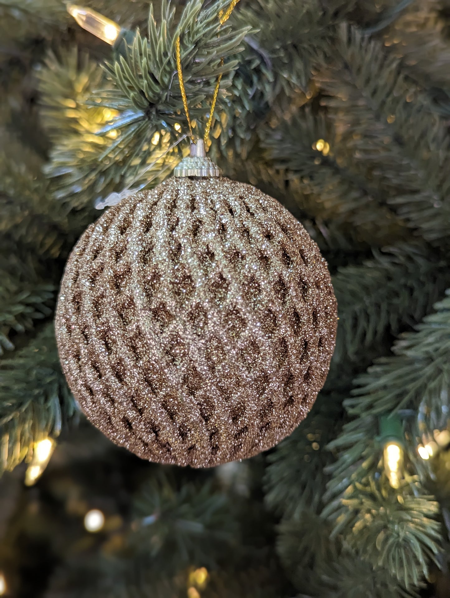 Gold Glitter Net Ball 8cm- Set of 4