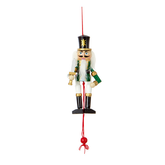 Green Wood Nutcracker Hanging 12cm- Set of 3