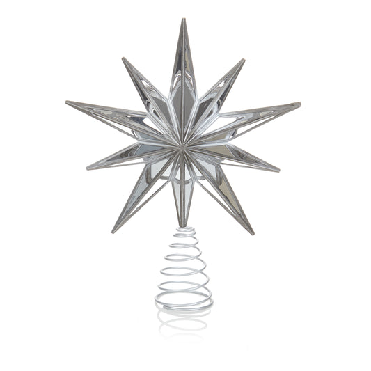 Silver Mirror Star Tree Topper 30cm